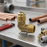 Raccord en laiton forgé à basse pression pour tuyauterie, adaptateur de gaz, coudé mâle (OD'' x MIP) BSPT, vente en gros