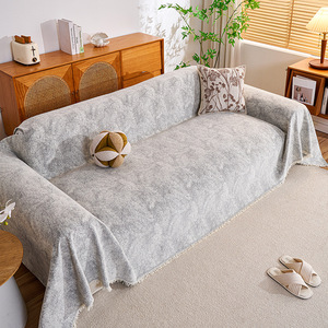 Chenille Sofa Cover Pad Type 145-185CM Solid Color Machine Washable Nordic Style For Living Room - Product Image 1