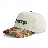 HBA54 Gorras de Béisbol para Hombre y Mujer con Diseño Moderno, Visera Personalizada, Estampado Floral, Logotipo y Bordado en Dos Tonos
