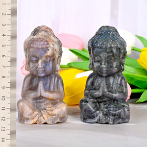 Sculpture de Bouddha en pierre de lune et cristal spirituel sculptée à la main en gros pour la méditation - Autres artisanats en cristal - Product Image 6