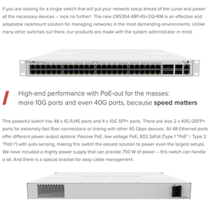 Router/Switch en la Nube Mikrotik CRS354-48P-4S+2Q+RM con PoE, 24 Puertos, 420 Gbps, AL32400, 1700 MHz, 4 Núcleos - Product Image 3