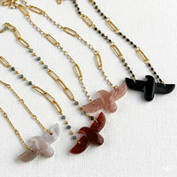 Collier chaîne Figaro personnalisé pour femme avec pendentif oiseau en diamant, design DIY, cadeau de mariage, bijoux