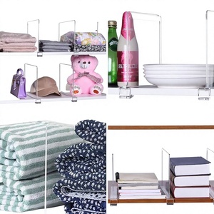 Diviseur d'étagère en acrylique transparent 11x7,9 pouces réutilisable pour étagère de placard - Product Image 1