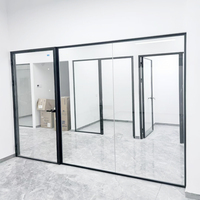Système de cloisons en verre modulaires, panneaux de 12 mm d'épaisseur, cadre en aluminium, design moderne, contrôle du bruit, mobile, installation facile, flexible