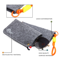Étui à lunettes en feutre écologique avec bouton-pression, pochette optique à coutures contrastées, cordon de suspension, étui solaire portable, durable et souple