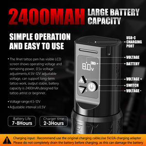 Máquina de <span class=keywords><strong>tatuaje</strong></span> eléctrica profesional XNET <span class=keywords><strong>F1</strong></span>, pistola de pluma de <span class=keywords><strong>tatuaje</strong></span> inalámbrica de carrera ajustable de 2,0-4,2mm con batería doble para artistas - Product Image 5