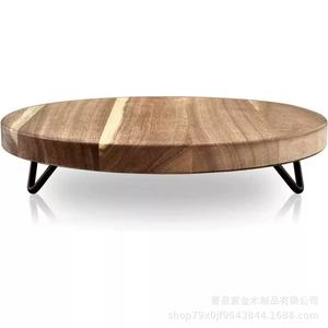 Wooden Desktop <b>Storage</b> <b>Tray</b> Round Natural Wood Color Varnished Multifunctional For Plants And Aromatherapy - Product Image 4