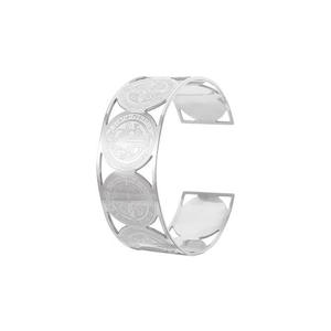 Brazalete de <span class=keywords><strong>San</strong></span> <span class=keywords><strong>Benito</strong></span> Clásico, Religión Católica Cristiana, Acero Inoxidable, Brazalete Ajustable para Hombre - Product Image 4