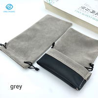 Pochette à lunettes en microfibre suédée avec cordon de serrage, personnalisable avec logo, sac de rangement souple et protecteur pour lunettes de vue et de soleil, vente en gros