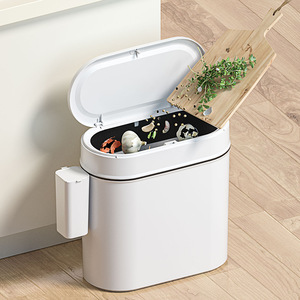 Poubelle en plastique élégante à couvercle hermétique pour dropshipping Shopify, idéale pour espaces étroits, classification des déchets secs et humides, salle de bain et cuisine - Product Image 4