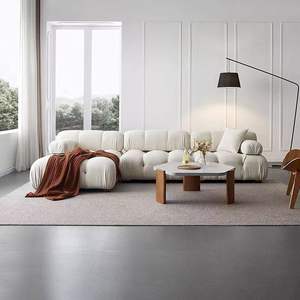 Ensemble de canapés en velours en forme de nuage avec solution d'angle confortable pour salon, rembourrage en éponge compressée, tissu pour appartement et hôtel - Product Image 2