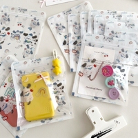 Pochette en plastique refermable avec fermeture éclair, imprimé chien de dessin animé mignon, fenêtre transparente, pour papeterie, autocollants, bijoux, petits cadeaux