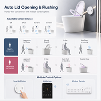 Toilette intelligente moderne de luxe à poser au sol avec réservoir intégré, ouverture automatique du couvercle et capteur de pied