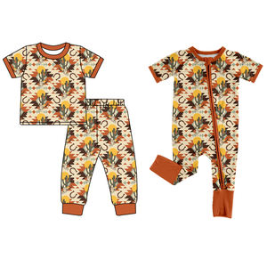 Précommande MOQ 5 Tenues douces pour filles à imprimé western d'été Cactus aztèque, Vêtements de haute qualité en gros, Boutique de vêtements pour enfants - Product Image 1