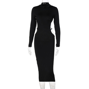 <span class=keywords><strong>Vestido</strong></span> de Fiesta Elegante y Sexy para Mujer, Color <span class=keywords><strong>Negro</strong></span>, <span class=keywords><strong>Cuello</strong></span> <span class=keywords><strong>Alto</strong></span>, Espalda Descubierta, Ajustado, Manga Larga, para Club o Eventos - Product Image 6