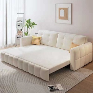 أريكة عصرية متعددة الوظائف بتصميم حديث، مصنوعة من الجلد الصناعي الأسود مع خياطة بيضاء، قابلة للتحويل إلى سرير - Product Image 5