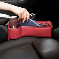 Organisateur de rangement pour l'espace entre les sièges de voiture en cuir PU avec porte-gobelet et poche pour accessoires intérieurs de voiture