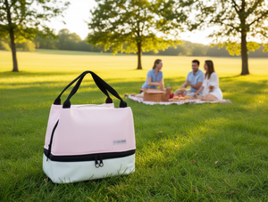 Borsa Termica Trapezoidale Bicolore 600D con Manico e Chiusura a Cerniera per Conservazione Alimenti - Product Image 2