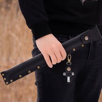 Sac à baguettes en cuir personnalisé avec logo d'usine, cadeau pour batteur, étui à baguettes, pochette de rangement pour baguettes en cuir avec support