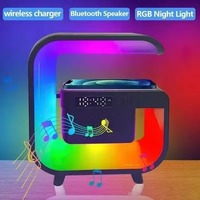 Speaker Nirkabel Mini 3 Bentuk G 3-in-1 Pengisi Daya Nirkabel Cepat Lampu LED Atmosfer RGB dengan Jam Speaker Nirkabel Multifungsi