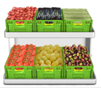 Cesto Plástico Ventilado JOIN para Fardos 600x400x200mm, Empilhável e Encaixável, para Frutas e Vegetais em Supermercados e Fazendas