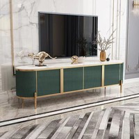 Meubles de salon modernes, table basse et meuble TV de luxe avec plateau en marbre et pieds en acier inoxydable, meubles de maison