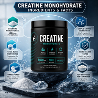 Creatina Monohidrato OEM, Suplemento Deportivo en Polvo, Natural, Sin Soya, Sin Azúcar, Certificado Orgánico, 10-19g de Proteína para Músculo
