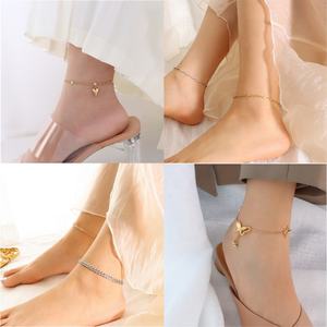 Chevillères tendance en acier inoxydable, plaqué or 18 carats PVD, bijoux de pied en chaîne, chevillères cœur et papillon pour femmes, vente en gros - Product Image 2