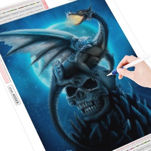 FIYO DIY 5D Dragon and Skeleton Diamond Painting Full Drill Kits Home and Kitchen Cross Stitch Embroidery Paintings Canvas