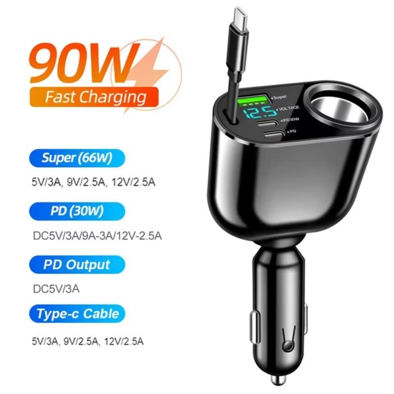 ที่ชาร์จในรถยนต์พร้อมสาย USB 1 เส้น