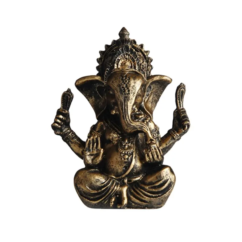 Fábrica resina artesanía ventilador indio Ganesha escultura decoración del hogar dios hindú estatua