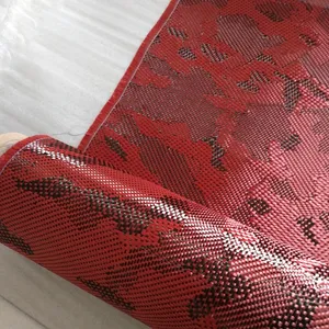 Nouveau tissu en Fiber de carbone Camouflage jaune rouge bleu, 1m de large, 240 g/m², tissu en Fiber de carbone hybride Jacquard