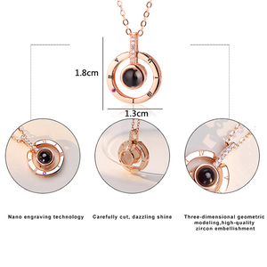 S925 de plata de oro rosa 100 idiomas <span class=keywords><strong>te</strong></span> amo proyección colgante collar - Product Image 4