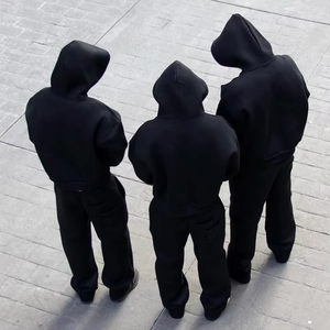 ชุดเซ็ต 2 ชิ้น เสื้อฮู้ดลำลองแฟชั่นเรียบง่ายสำหรับผู้ชาย กางเกงขายาว สีพื้น ผ้าฝ้าย 100% ทรงหลวม เหมาะสำหรับชุดกีฬาฤดูหนาว - Product Image 3