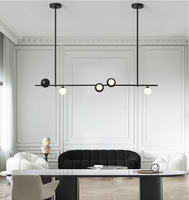 Lustre de table à thé moderne et créatif, suspension simple avec ampoules en verre longues, lampe de plafond
