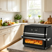 Friteuse à air grande capacité avec panneau tactile intelligent, température réglable, 360° °   Appareil de cuisson à circulation d'air chaud pour la cuisine à domicile