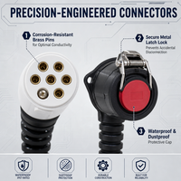 Connecteurs ABS HJYAJZT à 15 broches, câble en spirale 24V pour remorque, pièces de camion, câble de commande automobile, rallonge de remorque