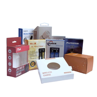 Boîte d'écouteurs électroniques haut de gamme avec logo personnalisé, revêtement UV et impression sérigraphique, taille et boîte en papier personnalisées
