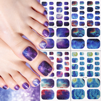 Stiker Kuku Kaki Kustom Grosir Label Pribadi Galaxy Starry Sky, Tahan Air, Tahan Lama, OEM ODM, Dekal Kaki