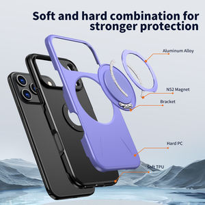 Étui magnétique robuste pour iPhone 17 Pro Max 16 15 14 13, antichoc, support de voiture avec béquille rotative à 360°, compatible Samsung - Product Image 6