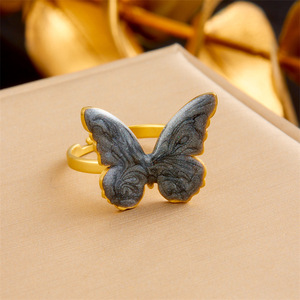 Butterfly Stainless Steel <b>Adjustable</b> <b>Ring</b> Unisex Jewelry Gift Fashion <b>Rings</b> - Product Image 2