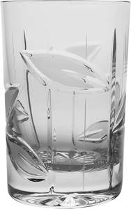 Highball gelas minum Set, gelas minum minimalis desain daun buram kristal potongan tangan 6 untuk jus air dan anggur - Product Image 3