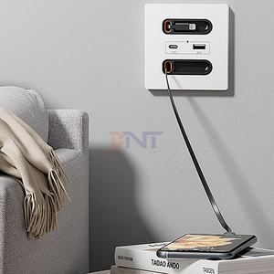 Boente 86*86mm Mini Hidden Home Universal <span class=keywords><strong>USB</strong></span> Comfiguration <span class=keywords><strong>Prise</strong></span> de courant murale électrique avec câble <span class=keywords><strong>Lightning</strong></span> & Type-C - Product Image 3