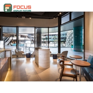 เคาน์เตอร์บริการร้านกาแฟขนาดใหญ่ ผิวลามิเนตไม้ พร้อมช่องใส่ฝาแก้วและเครื่องปรุงรส เคาน์เตอร์ร้านกาแฟเชิงพาณิชย์ - Product Image 6