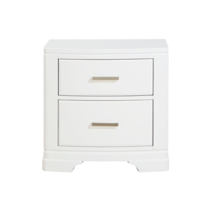 Comodino dal Design Elegante con Finitura Bianca e Due Cassetti, Stile Transizionale, Arredamento Camera da Letto, 1 Pezzo - Product Image 1