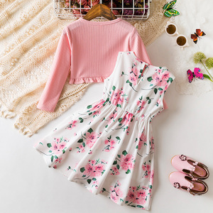 Robe Tutu Moelleuse Brodé de Fleurs de Haute Qualité pour Filles, Robe de Princesse en Maille à Bretelles et Manches Volantes, Vente en Gros Personnalisée pour Enfants - Product Image 1