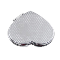 Offres Spéciales blancs Sublimation pliant argent miroir de poche bricolage photo imprimé métal forme de coeur miroir compact