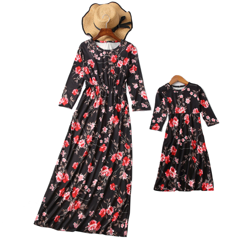 Two Piece Family Matching Outfit Clothes Pattern mom and baby dress