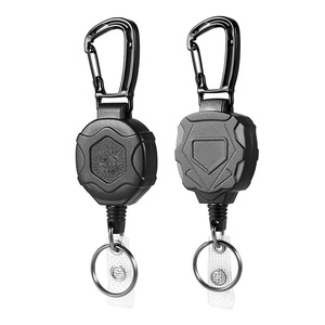 Heavy-duty black easy-zip transparent vertical <b>ID</b> backpack card <b>holder</b> outdoor hiking camping fishing keychain set - Product Image 2