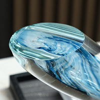 Flolenco, cristal de verre incurvé fait à la main, charme fluide, forme géométrique moderne, retour à l'école, décoration d'art pour la maison